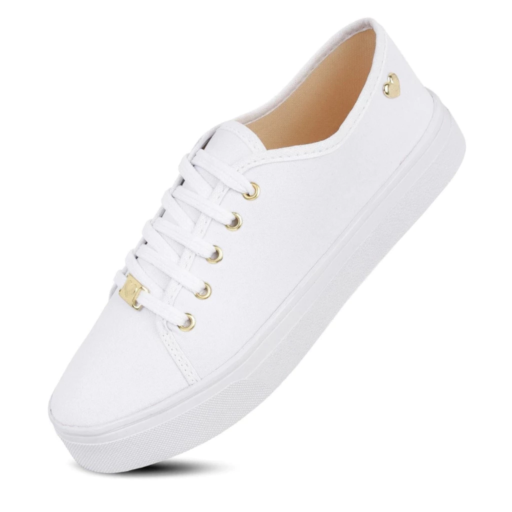Women's Ping Heart Casual Comfortable White Sneakers image 3