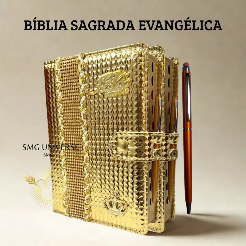 Luxurious Gold Hypergiant Letter Holy Bible with Harp
