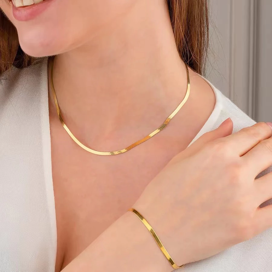 18k Gold Plated Laminated Necklace and Bracelet Set Kit image 4