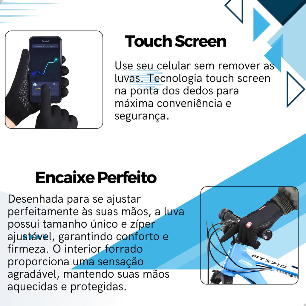 Reinforced Non-Slip Thermal Glove for Motorcycle and Bike, Touch Screen, Water Resistant, Unisex image 3