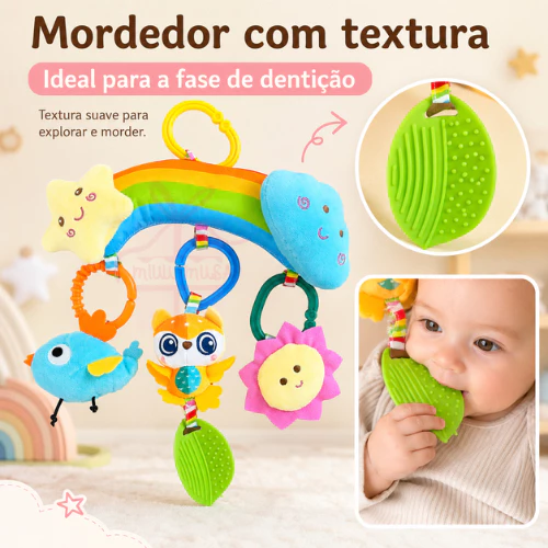 Cute Rainbow Baby Mobile, Soft Sensory Teething Rattle for Stroller, Crib, Baby Car Seat image 2