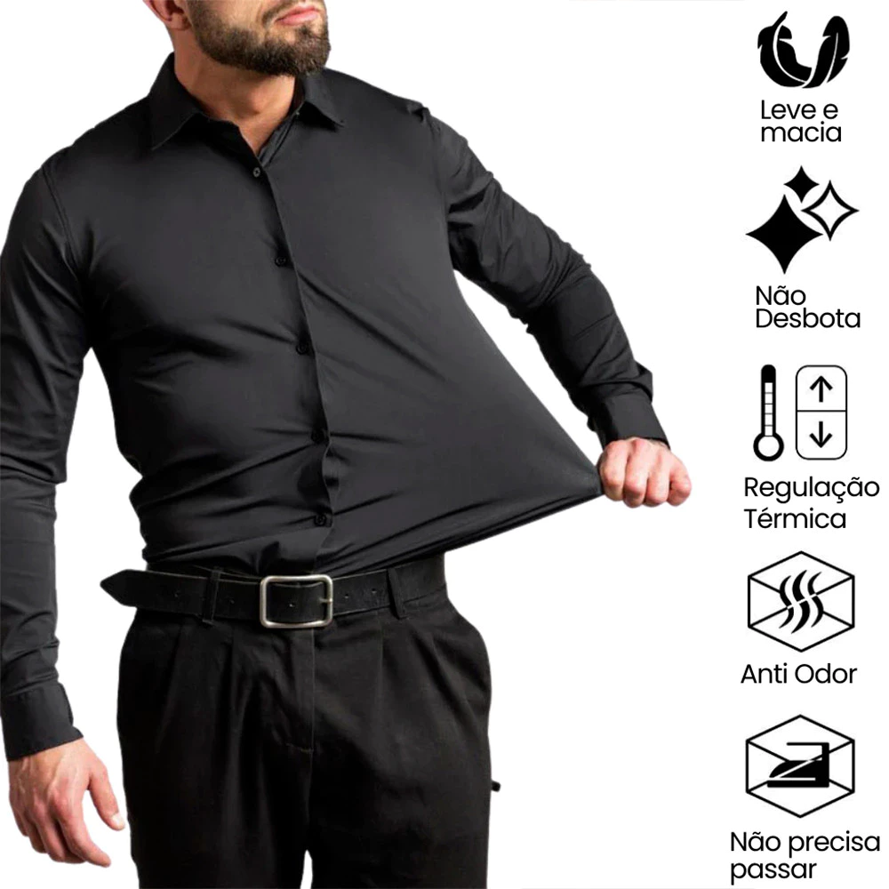 Slim Fit Technological Dress Shirt Anti-Perspirant, Odor and Wrinkle-Free - Not Polyester