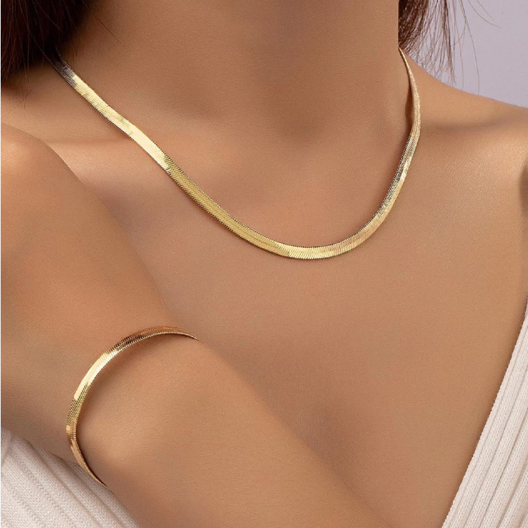 18k Gold Plated Laminated Necklace and Bracelet Set Kit