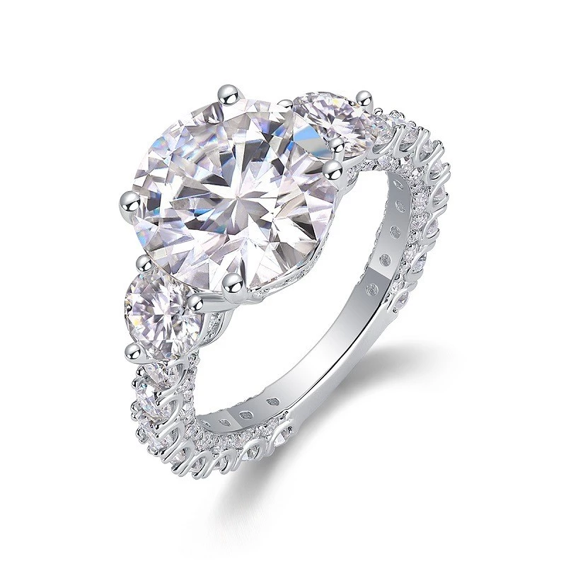 [Includes GRA certificate] Luxury Moissanite Diamond Ring with 5-Gold Inlaid Light image 3
