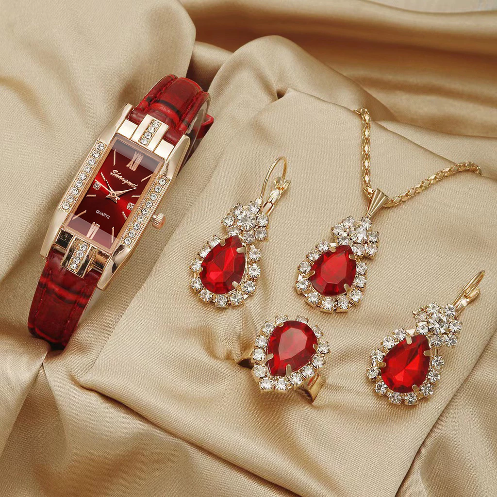 Fashion Rhinestone Rectangle Women Quartz Watch Wristwatches with Leather Band image 2