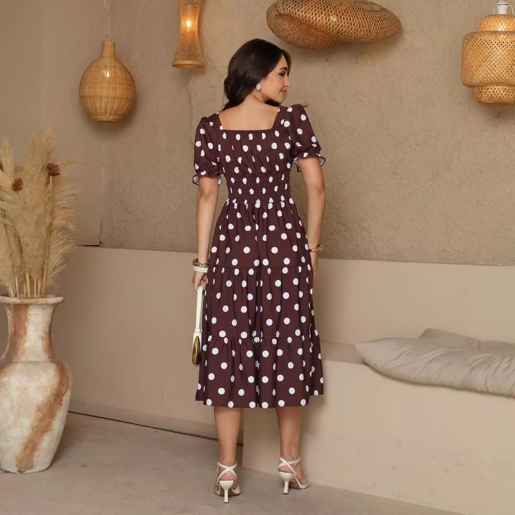Elegant women's MIDI dress, luxury printed, with elastic on the back, evangelical fashion 2026 image 3