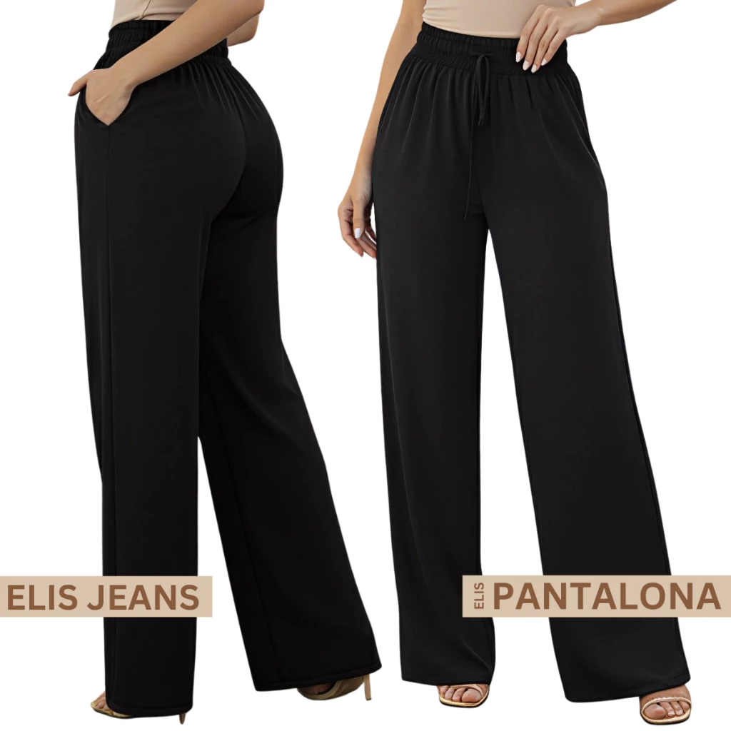 Women's High Waist Wide Leg Pants with Pocket in Duna Fabric image 4