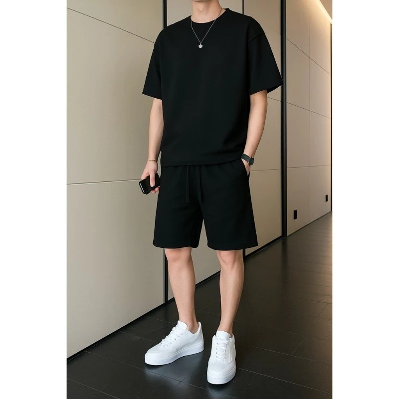 2-Piece Set: Casual T-Shirt and Shorts, Plain, Lightweight and Comfortable image 2