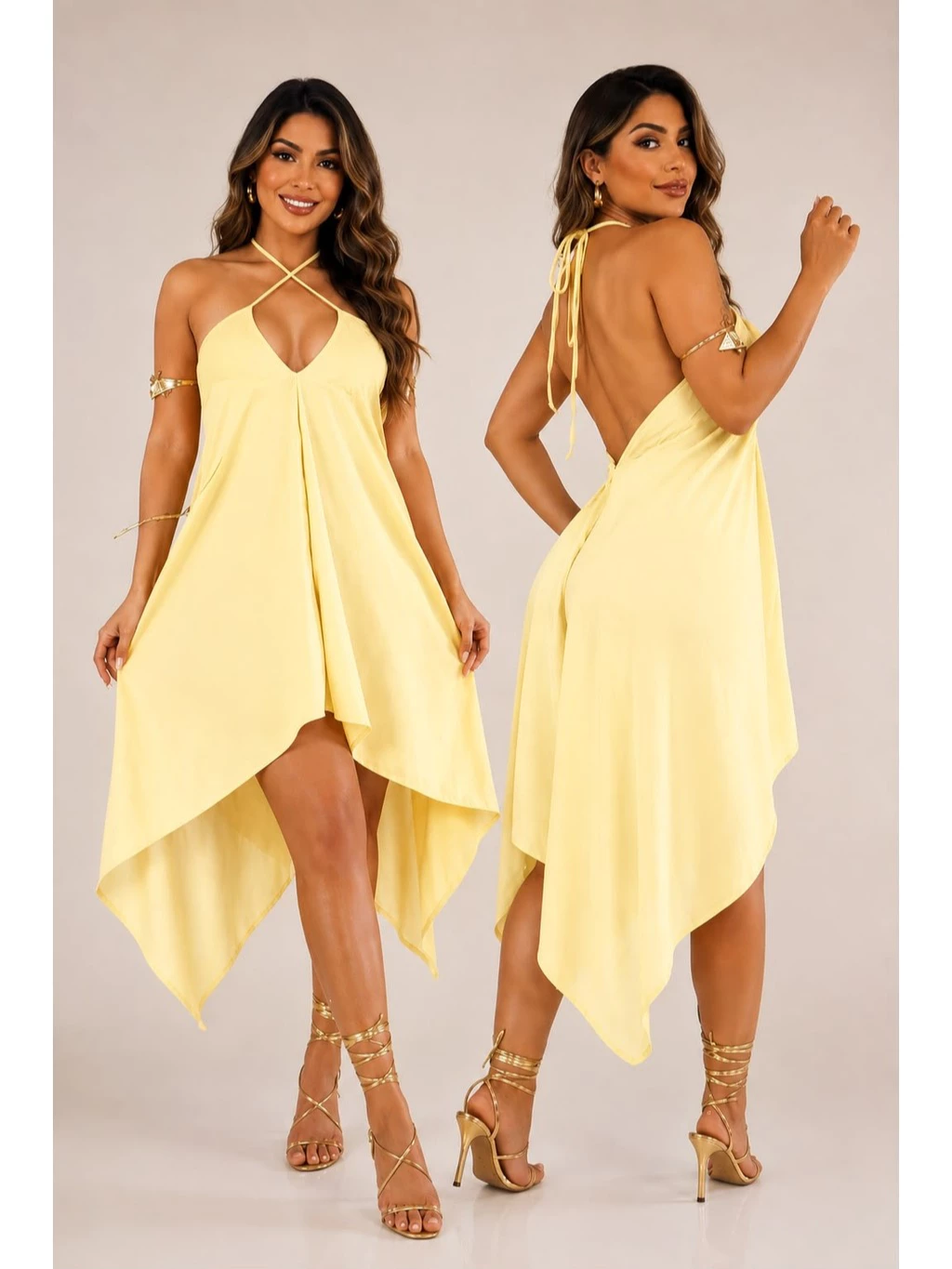 Women's Short Wrap Dress with Ends image 5
