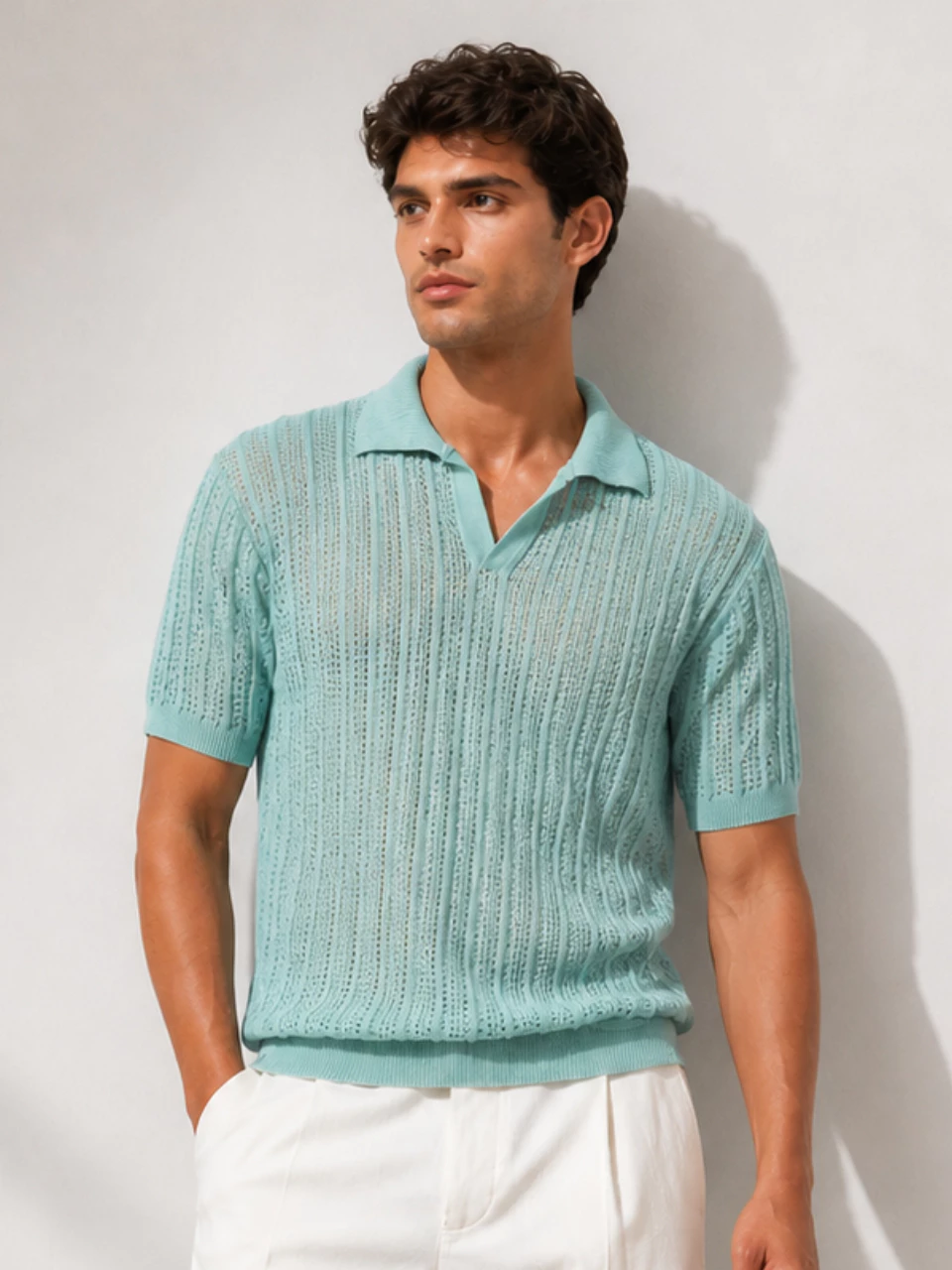 Men's Casual Chic Knit Polo Shirt Lightness and Timeless Style Summer Trend