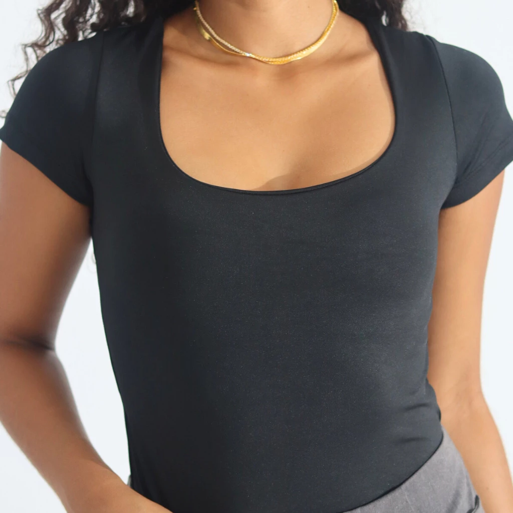 Kit 2 Women's Bodysuit Square Neckline Short Sleeves Suplex Summer image 2
