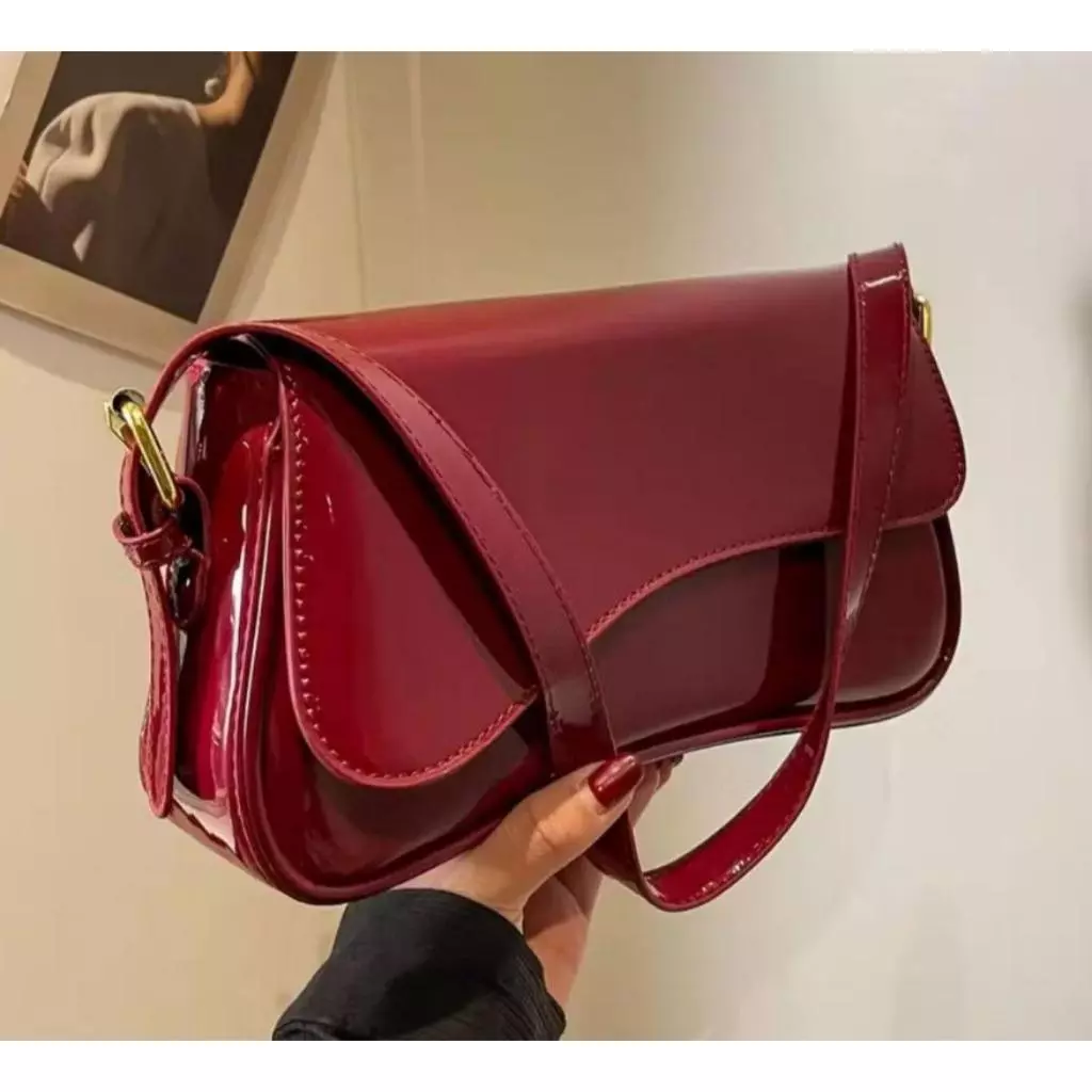 Women's Crossbody Bag Baguette Practical Modern Patent Leather image 4