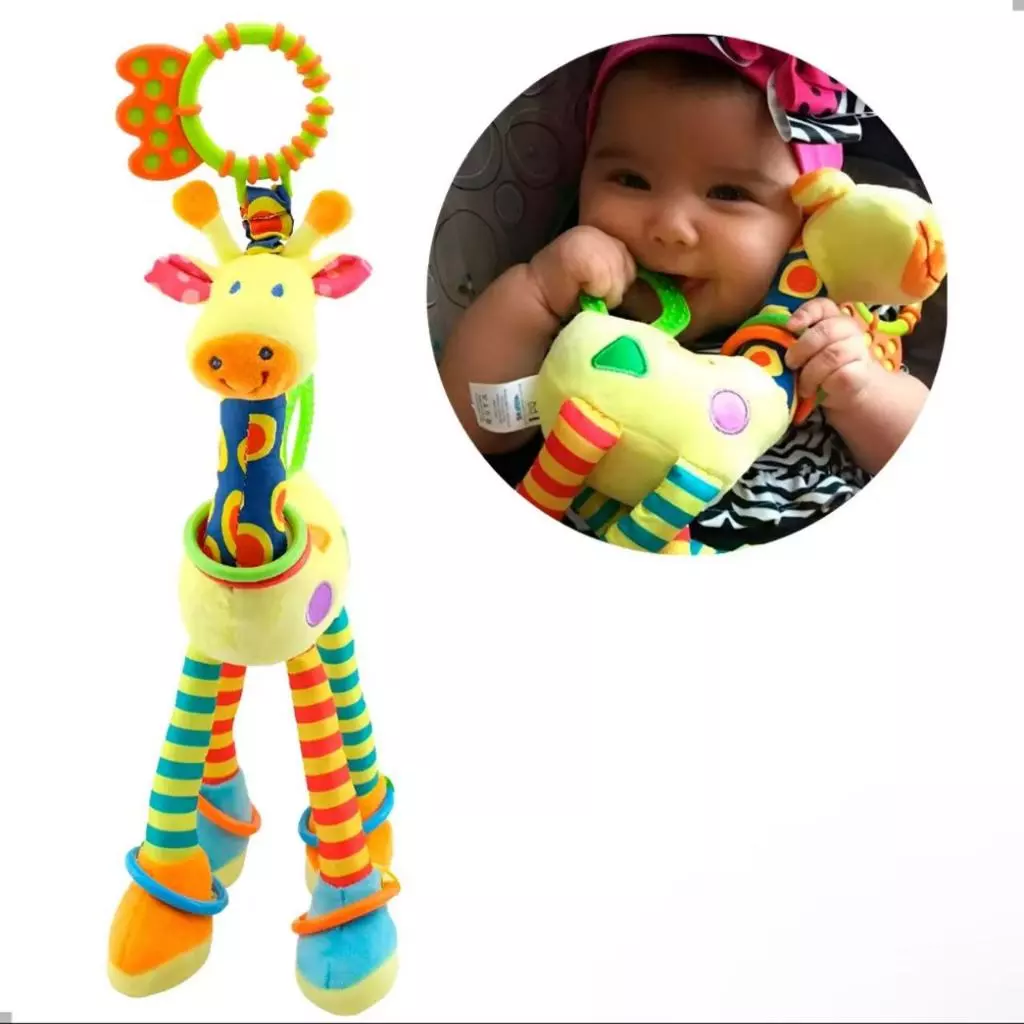 Large Colorful Giraffe Mobile with Teether, Rattle and Spiral Blanket for Babies - Ideal for Stroller and Crib image 2