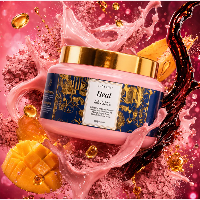 Mask & Leave-in Pink Clay Hair Treatment, Acidifying, Eliminates Frizz, Moisturizes and Shines Heal Ledebut - 500g image 4