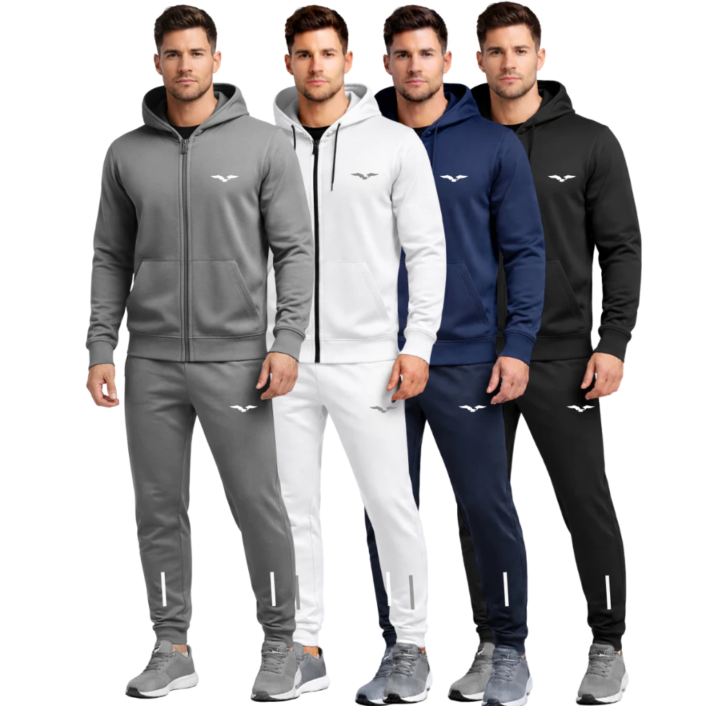 Men's Jacket and Jogger Pants Set Winter Cold Gym Workout Fitness Casual Sports Comfortable