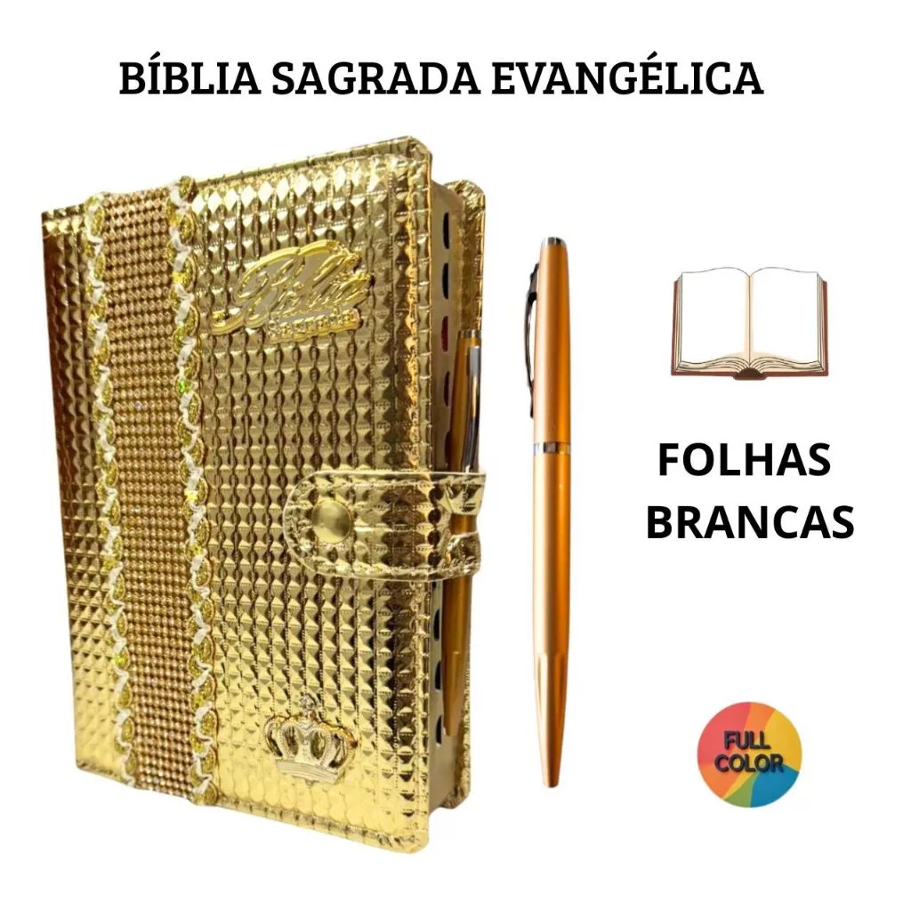 Luxurious Gold Hypergiant Letter Holy Bible with Harp image 3