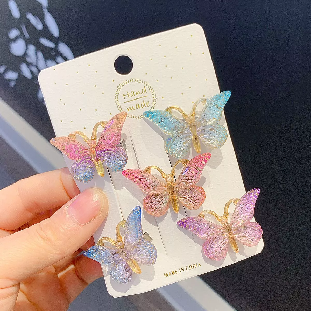 Butterfly Hair Clips for Girls 3D Design, Gradient Color Non-Slip Accessories for Toddlers
