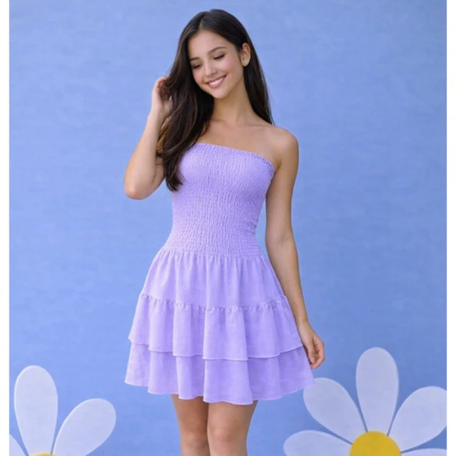 Children's Strapless Elastic Lastex Dress