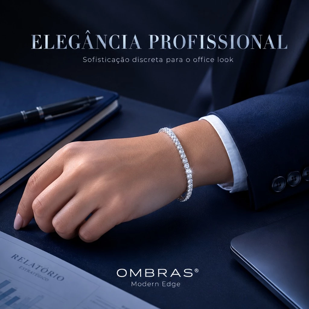 OMBRAS Riviera Bracelet with Cubic Zirconia, 18K White Gold Plated, Hypoallergenic, for Women, with Premium Box.