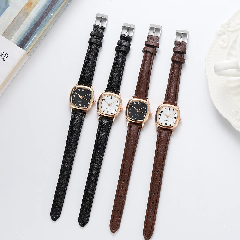 Elegant Quartz Watch with Arabic Numerals Small Dial for Women Leather Strap and Office image 2