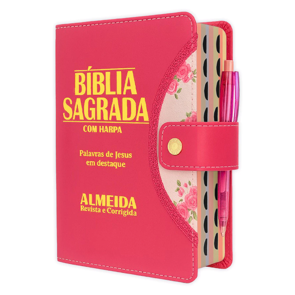Women's Holy Bible - Pink Button | ARC - Almeida Corrected Magazine with Harp and Side Index