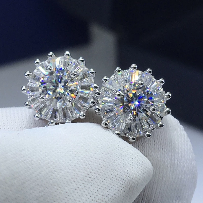 Shiny Earrings 0.5 Carat D Moissanite Certified GRA S925 Silver Jewelry Wedding Party Birthday Gift