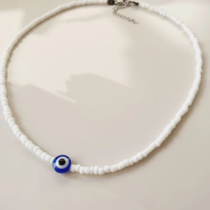 Evil Eye Bead Necklace / New Micangas Choker / Promotion / Dark Blue Evil Eye image 2