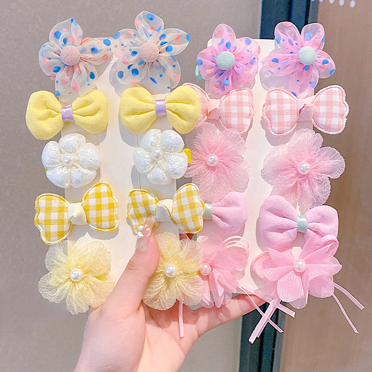 Girls Bow Hair Clips Accessories Kids Gift Set Princess Fabric Flowers image 3