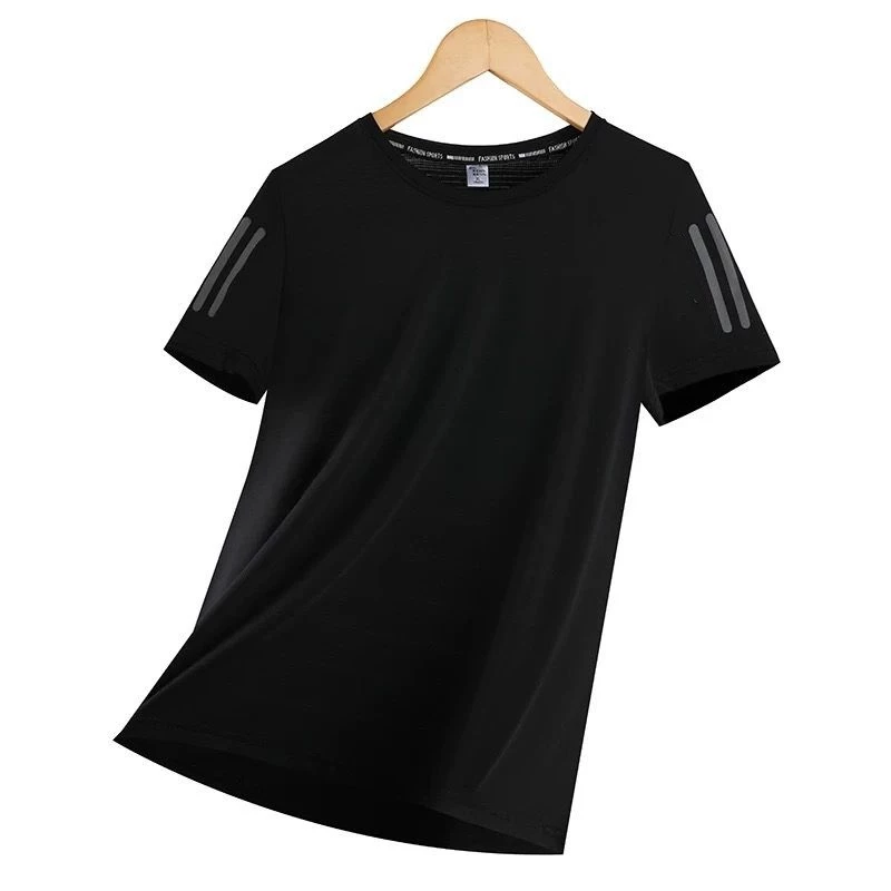 KIT 1-3 Women's Summer Exercise Basic Short Sleeve T-Shirt Fresh Reflective Stripes Ice Silk image 5