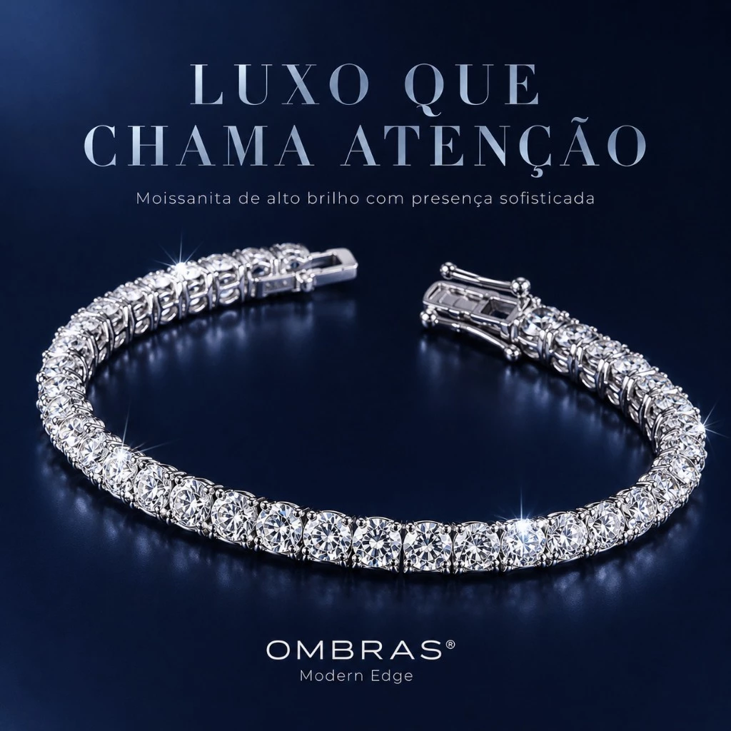 OMBRAS Riviera Bracelet with Cubic Zirconia, 18K White Gold Plated, Hypoallergenic, for Women, with Premium Box. image 3