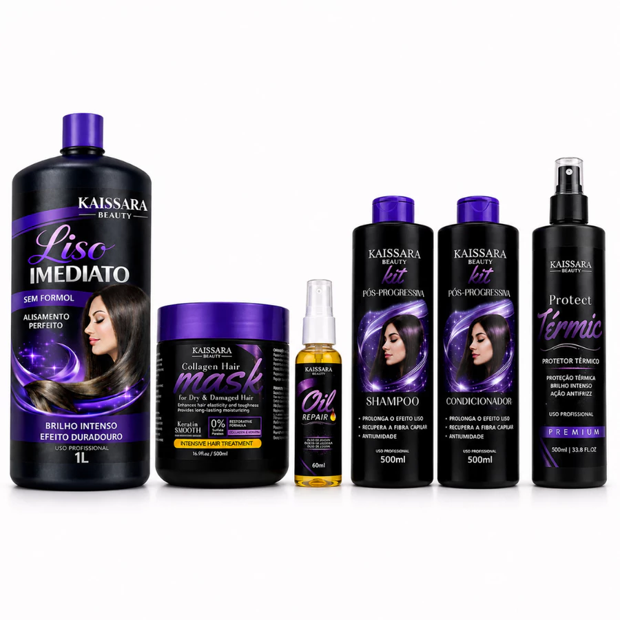 Kaissara Beauty Progressive Complete Kit + Collagen Mask + Shampoo and Conditioner + 60ml Immediate Straightening Oil image 4