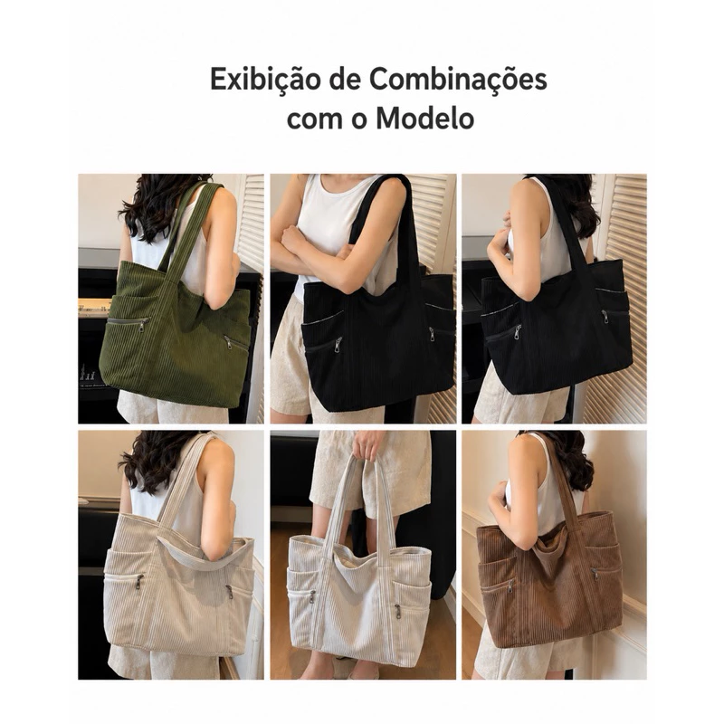 (2240) This corduroy bag is spacious, has a zippered pocket, and is both practical and stylish.