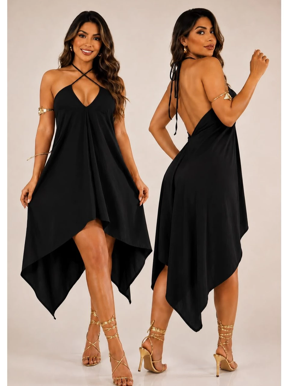 Women's Short Wrap Dress with Ends image 4