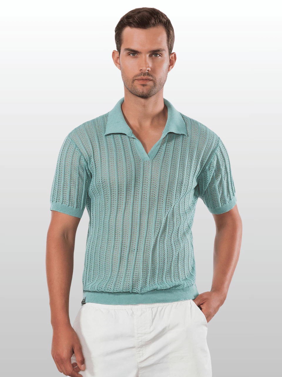 Men's Casual Chic Knit Polo Shirt Lightness and Timeless Style Summer Trend image 3