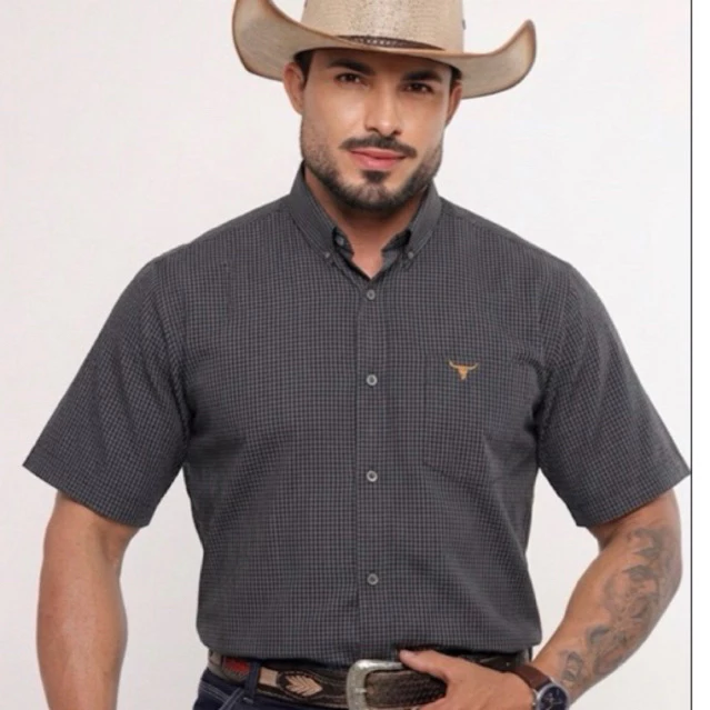 Cowboy Western Premium Comfort Plaid Shirt Short Sleeve Button on American Collar Embroidered Immediate Shipping image 3