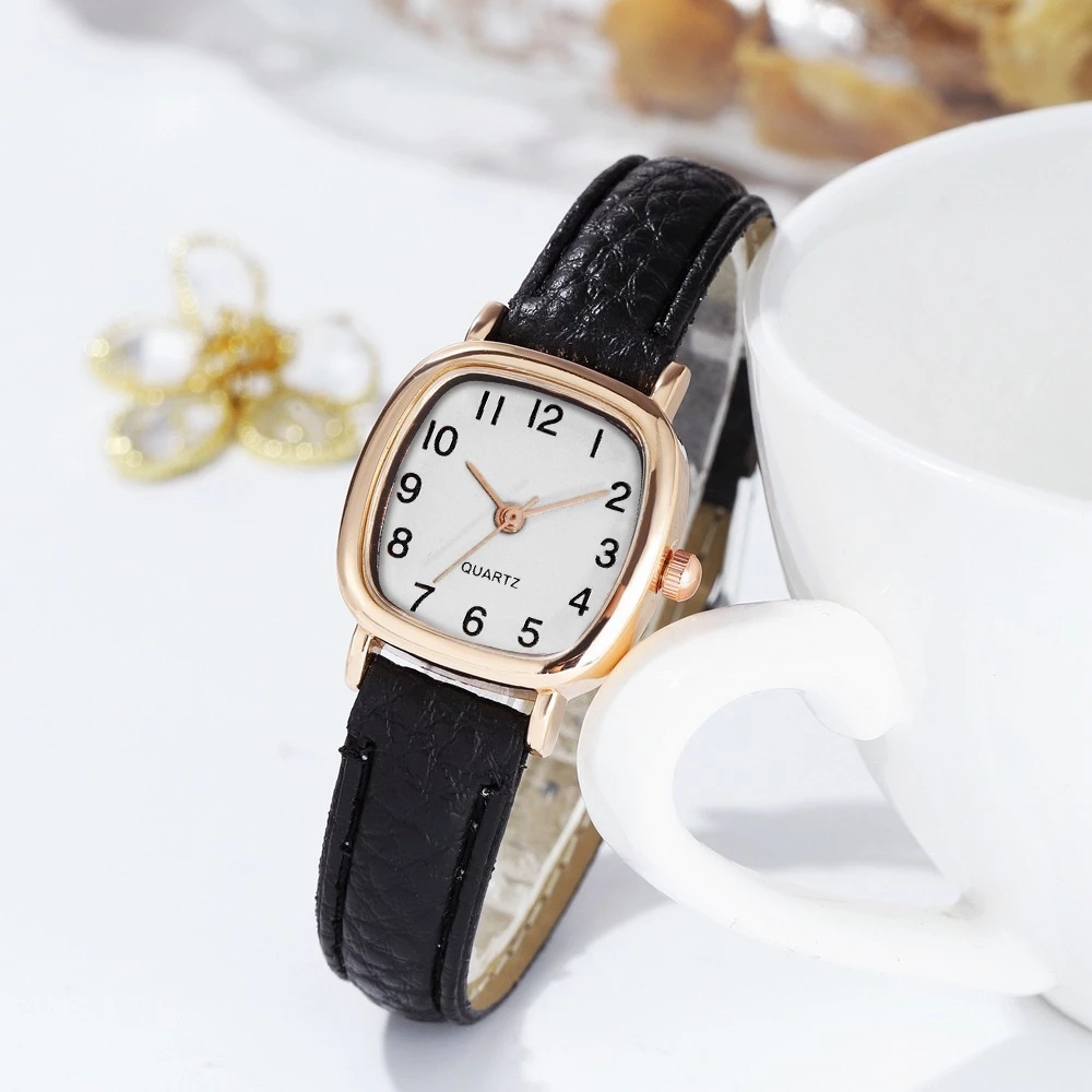 Elegant Quartz Watch with Arabic Numerals Small Dial for Women Leather Strap and Office image 4