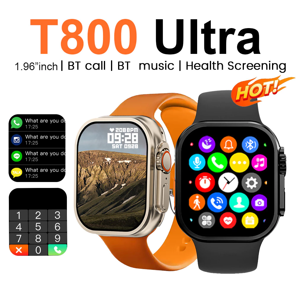 Laxasfit T800 Ultra Smart Watch 2026 1.96 HD Screen Bluetooth Call Sports Band image 4