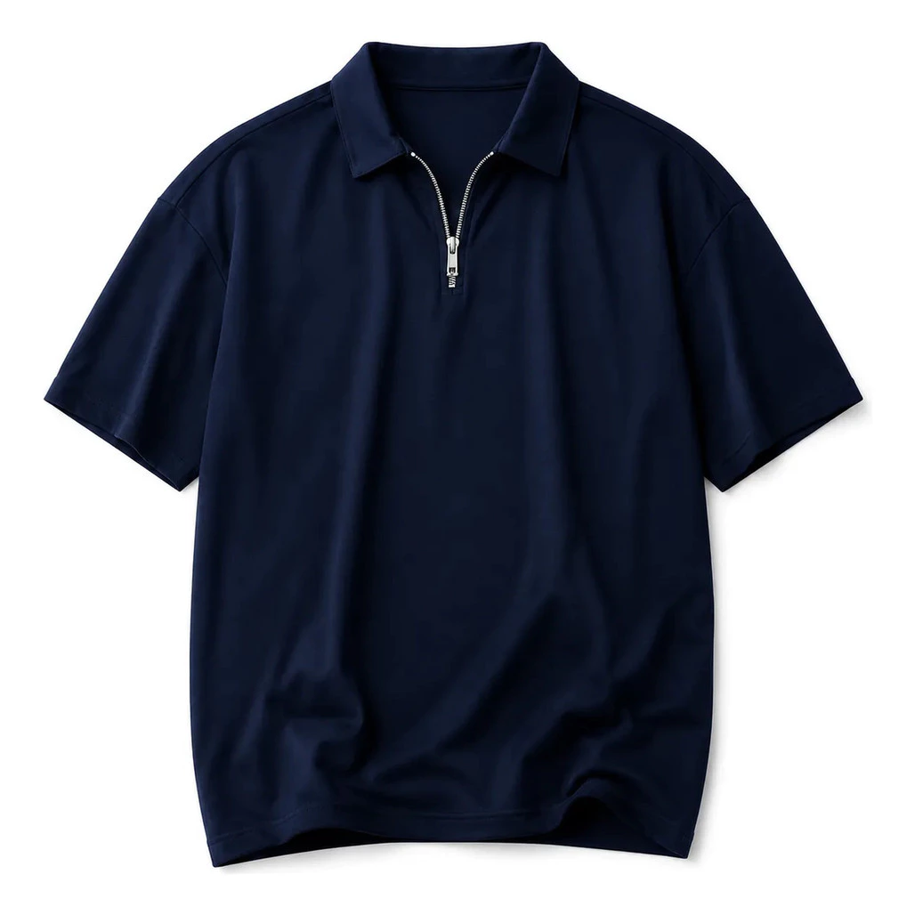 Men's Oversized Premium Half Zip Polo Shirt, Wide Fit, Comfort and Style image 2