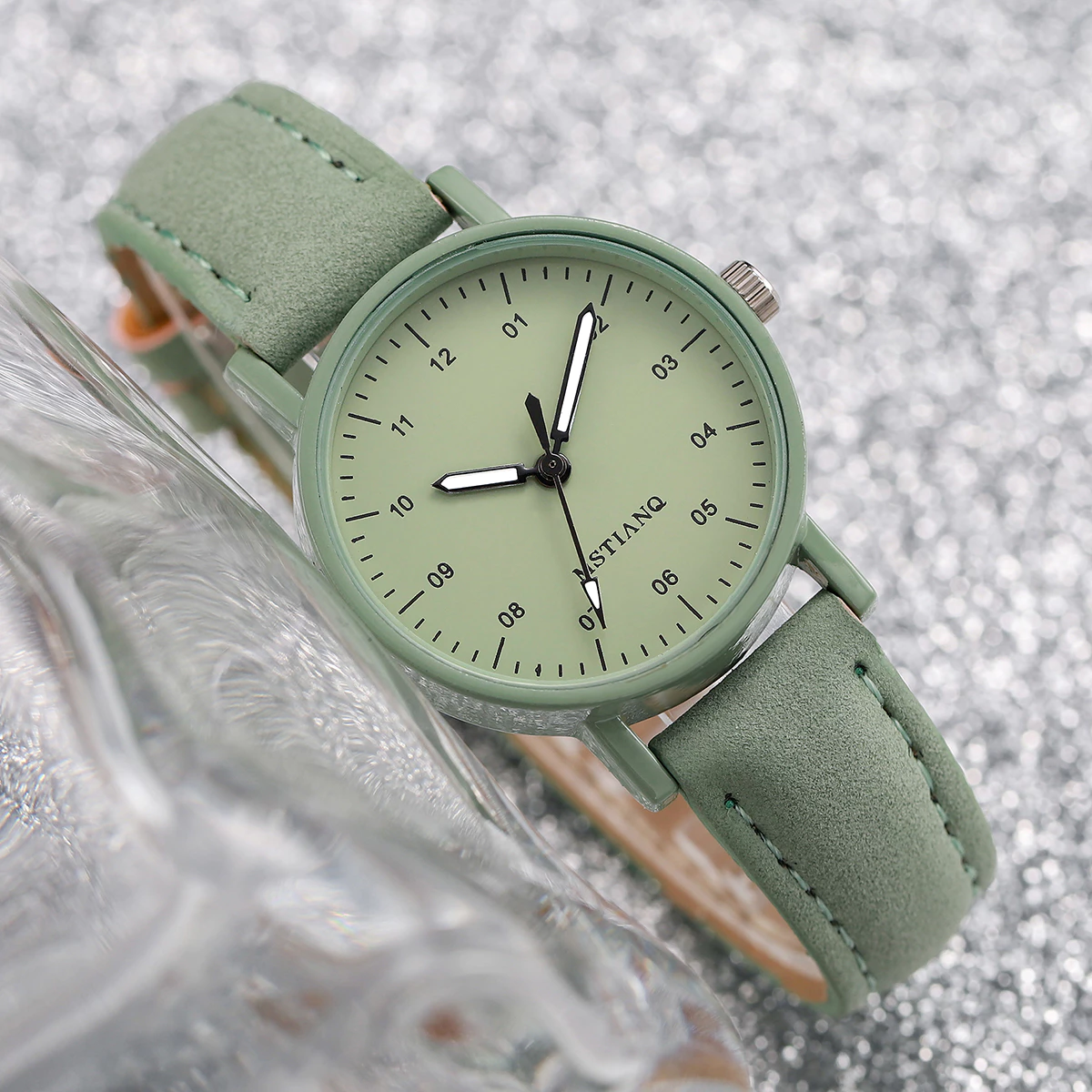 Women's Chic Casual Quartz Mini Digital Dial Leather Daisy Band Charm Bracelet Watch image 2