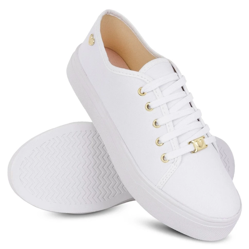 Women's Ping Heart Casual Comfortable White Sneakers