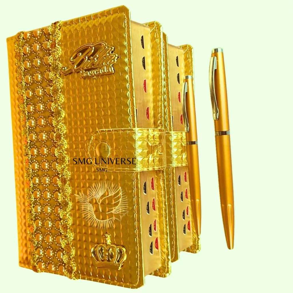 Luxurious Gold Hypergiant Letter Holy Bible with Harp image 4