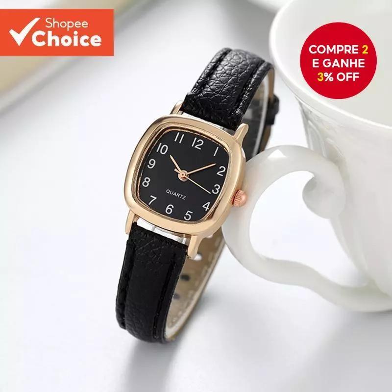 Elegant Quartz Watch with Arabic Numerals Small Dial for Women Leather Strap and Office