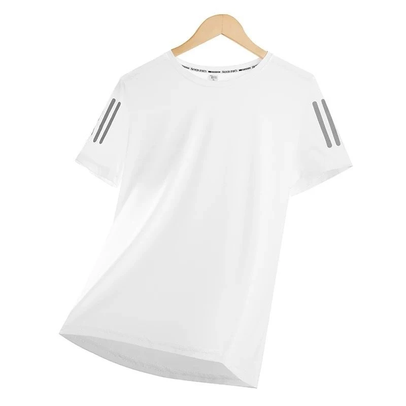 KIT 1-3 Women's Summer Exercise Basic Short Sleeve T-Shirt Fresh Reflective Stripes Ice Silk image 3