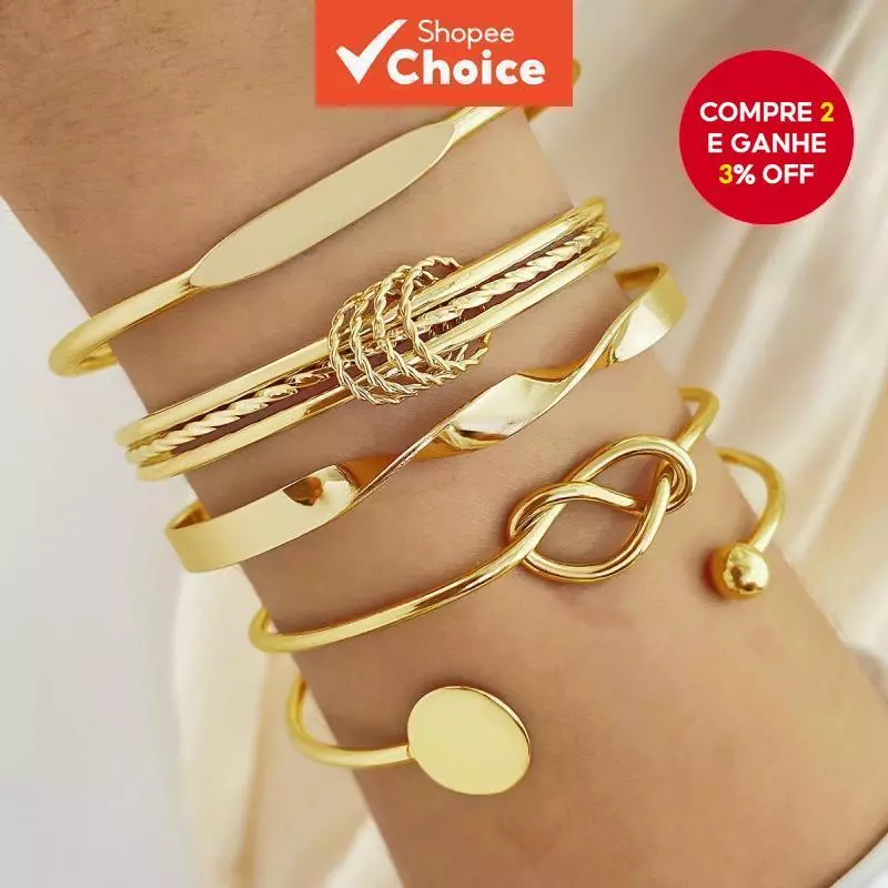 5 Pieces Geometric Twist Bracelet Set for Women Minimalist Stackable Lucky Jewelry Gift image 5