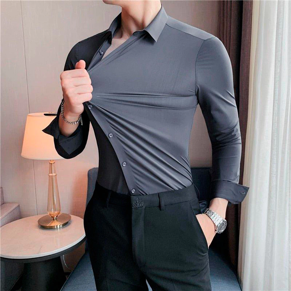 Slim Fit Technological Dress Shirt Anti-Perspirant, Odor and Wrinkle-Free - Not Polyester image 3