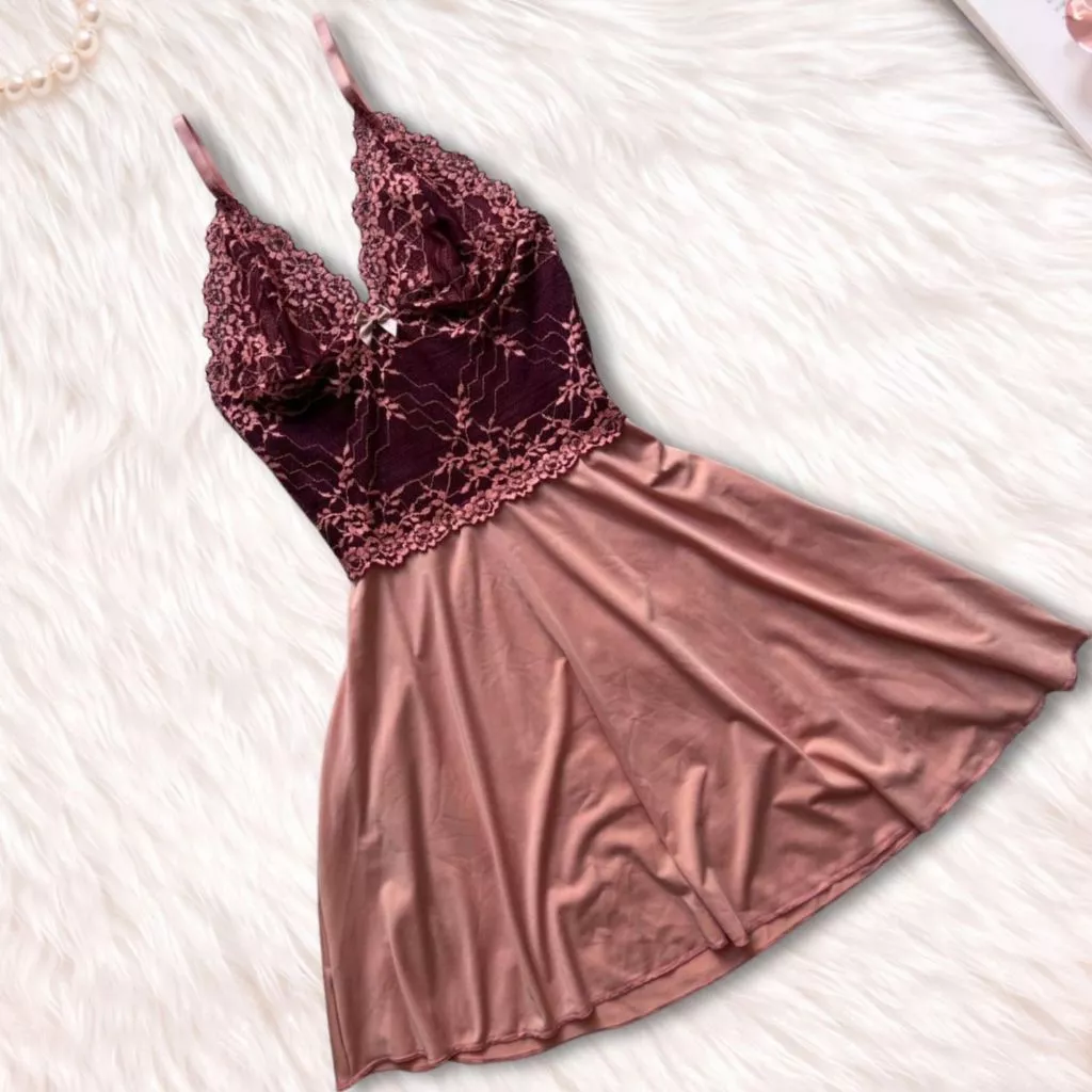 Mit Lingerie Women's Sleep Dress Sexy Lace Nightgown Without Pads image 3