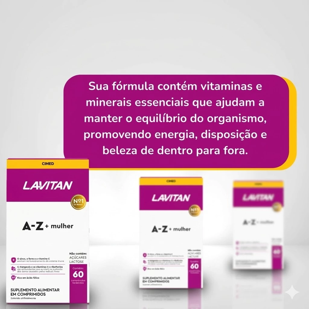 Lavitan Woman AZ Multivitamin 60 Capsules - Essential Vitamins and Minerals Energy Immunity image 3