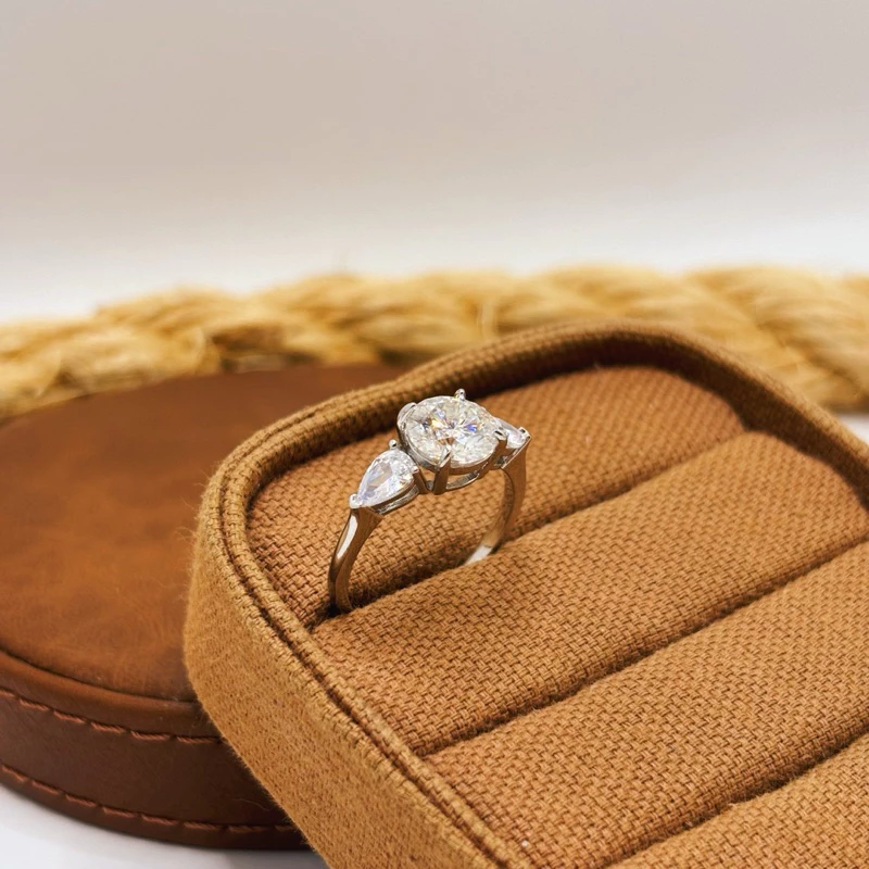 8mm Moissanite Ring with Side Drops in 925 Silver, Luxurious and Sophisticated image 3
