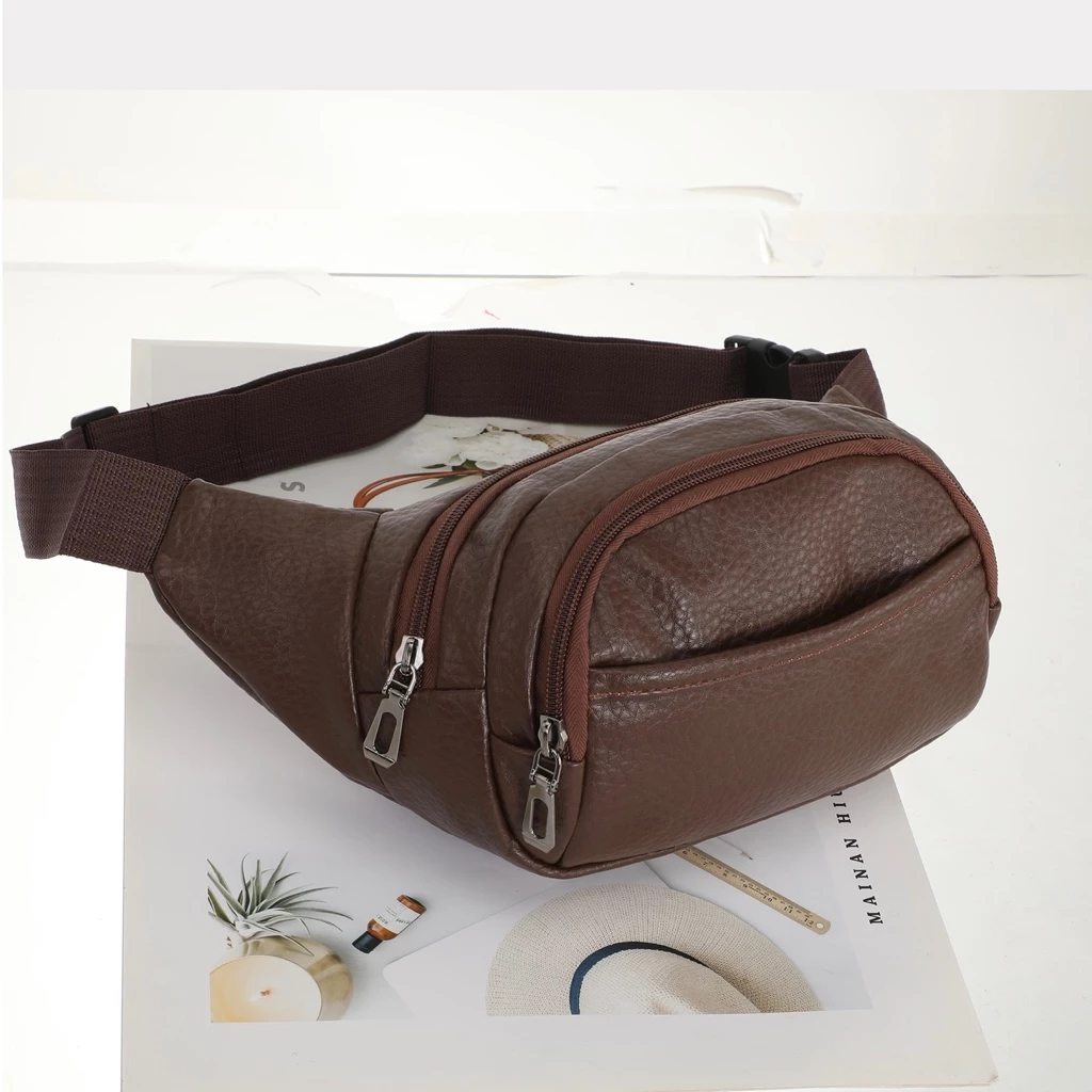 Men's Women's Leather Fanny Pack Crossbody Waist Bag image 2