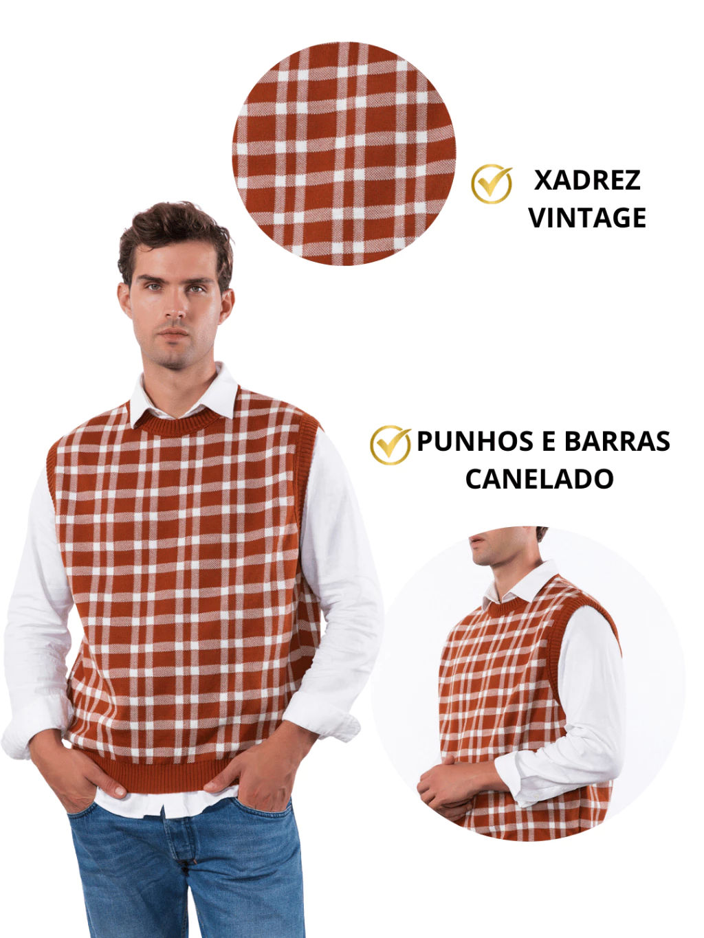 Men's Plaid Vest Modern Knit Sleeveless Casual Comfortable Versatile